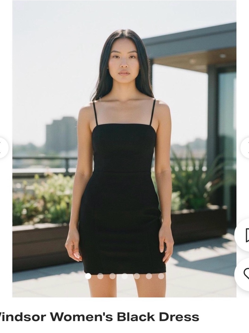 Windsor Black Square-Neck Mini Dress with Thin Straps